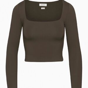 Babaton Brown Contour Longsleeve Square Neck Top